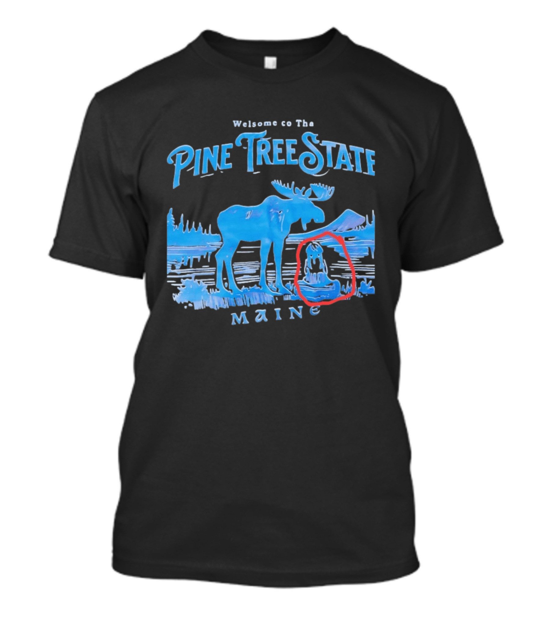 Welcome To The Pine Tree State Maine Moose Scenic Lake T-Shirt