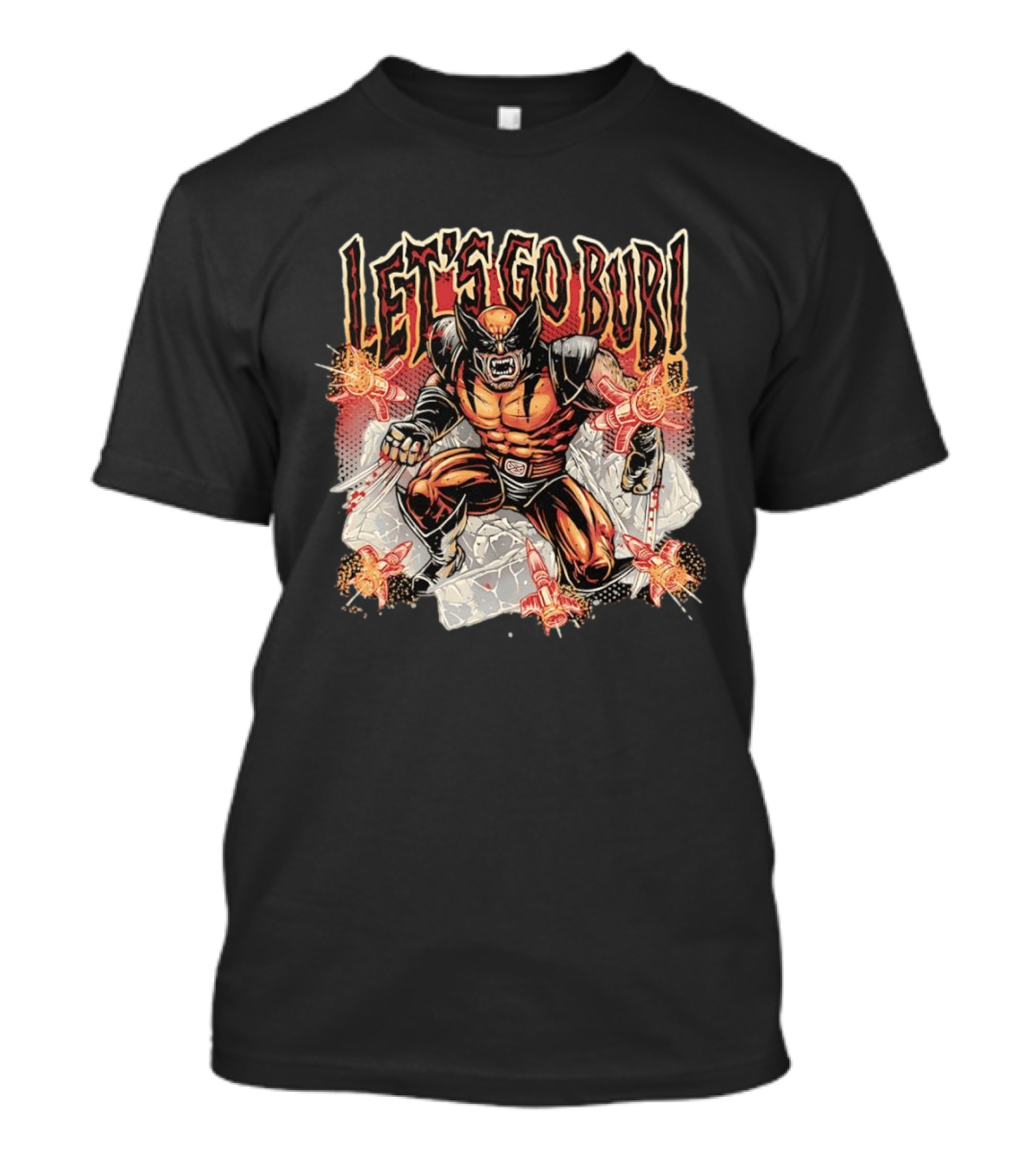 Wolverine Let's Go Bub Retro Comic Style Fierce Action Scene T-Shirt