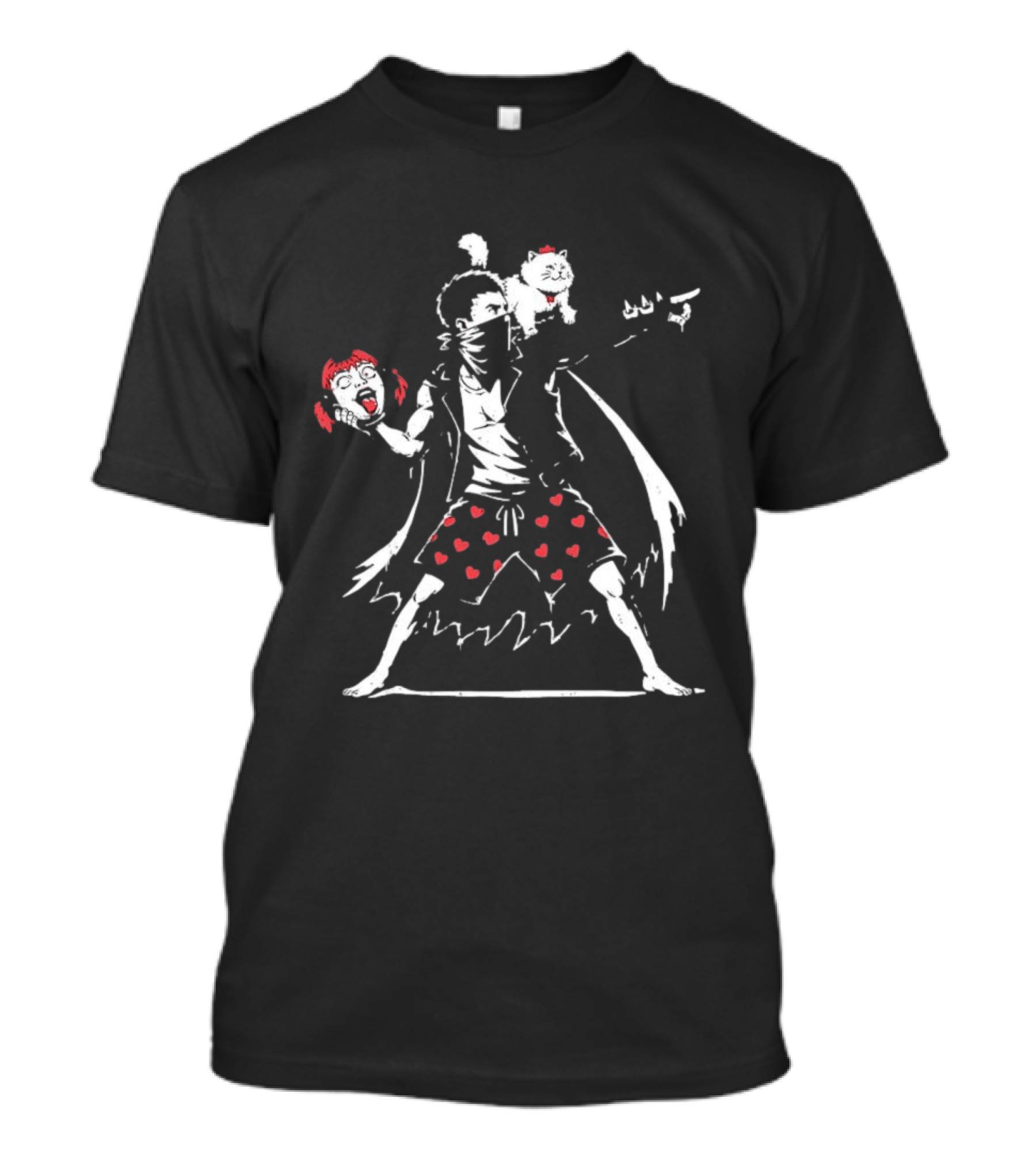Dungeon Crawler Carl Meets Banksy Flower Thrower Chicken Pants Hearts T-Shirt