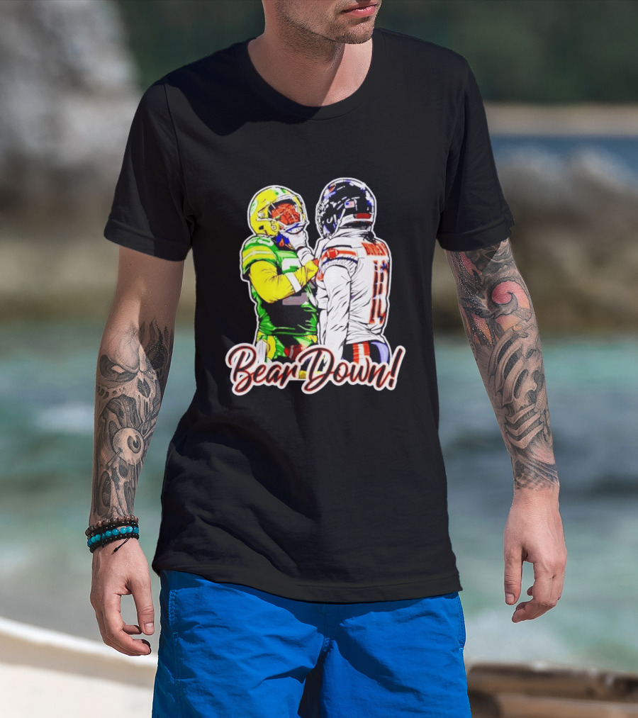 Aaron Rodgers Green Bay Packers Versus Luther Burden III Chicago Bears Bear Down Rivalry T-Shirt
