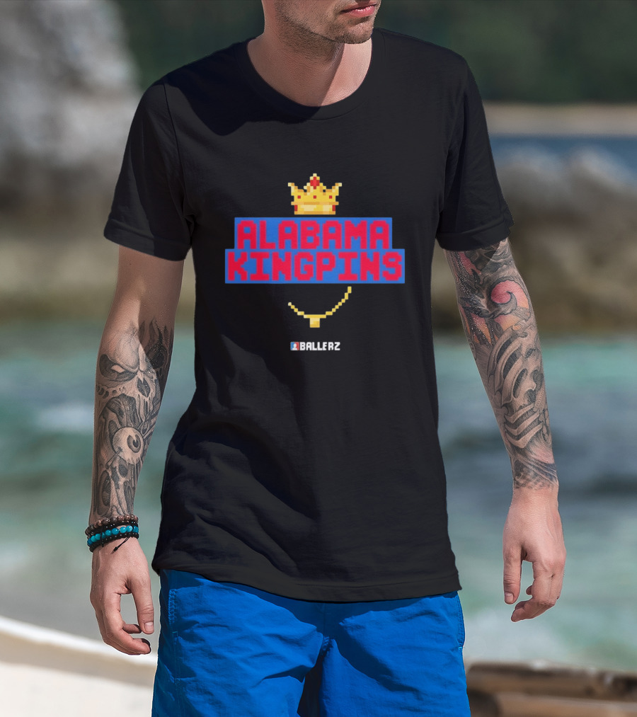 Alabama Kingpins Crown Necklace Ballerz Iconic 8 Bit T-Shirt