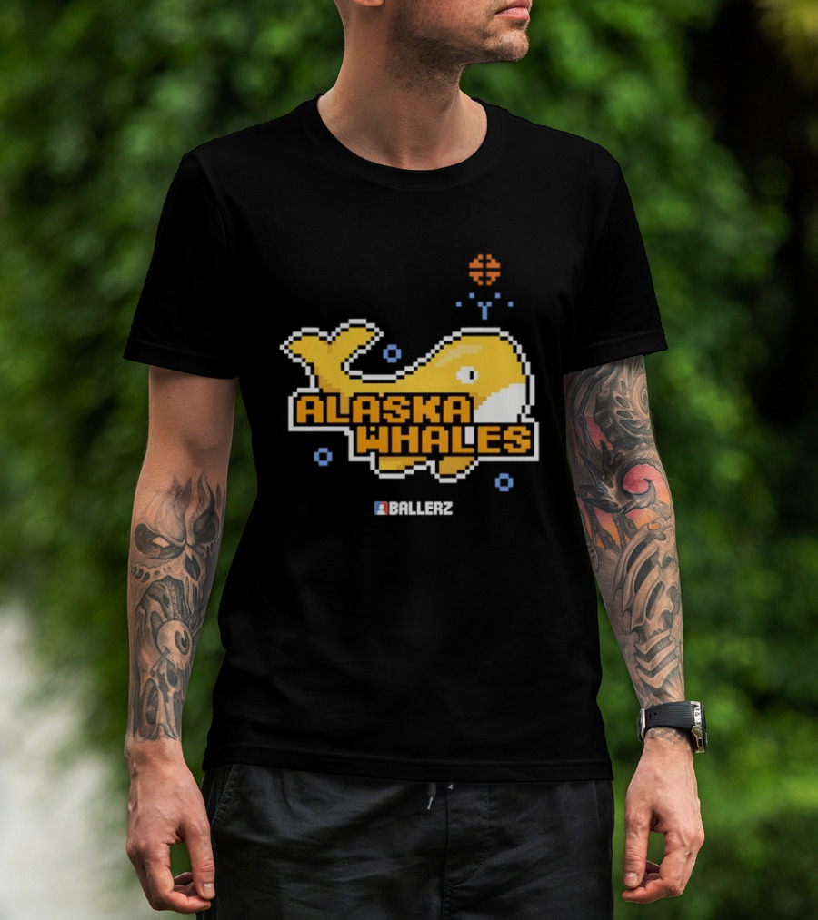 Alaska Whales Ballerz Pixel Whale T-Shirt