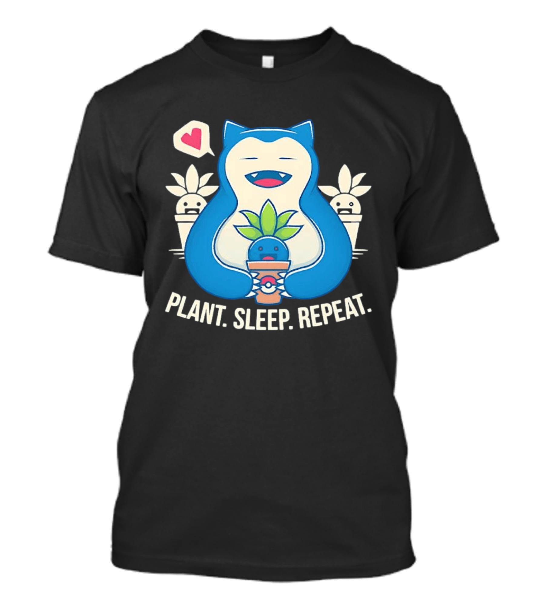 Snorlax Plant Sleep Repeat Heart Loving Plant Characters T-Shirt