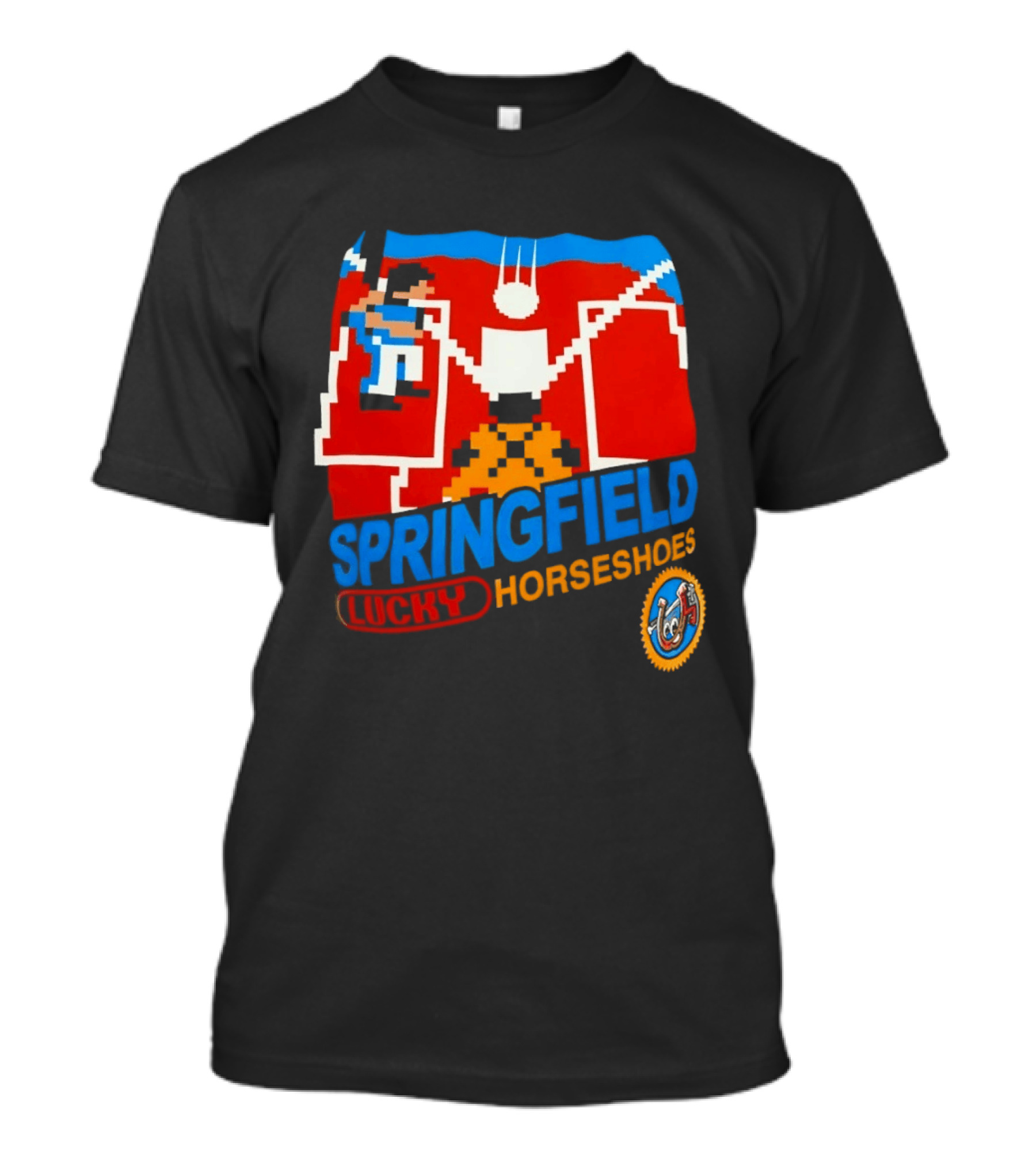 Springfield Lucky Horseshoes The Simpsons Video Game Styled Crest T-Shirt