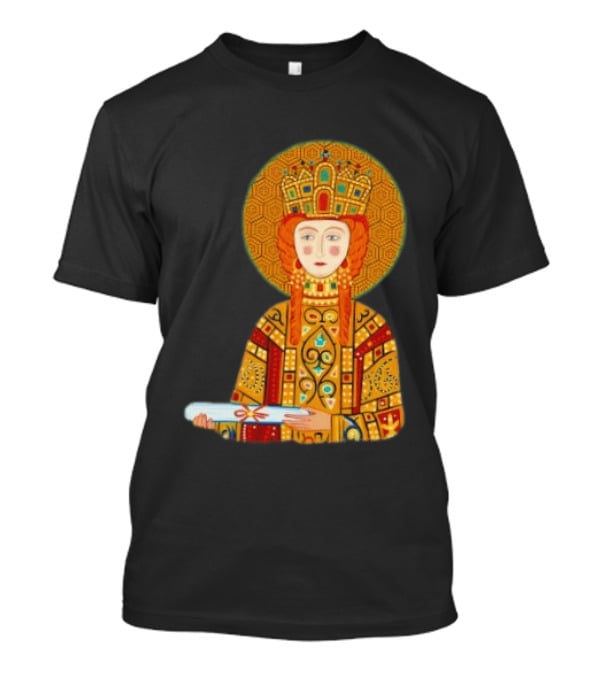 Byzantine Empress Eirene Colorful Regal Icon With Golden Crown And Scroll T-Shirt