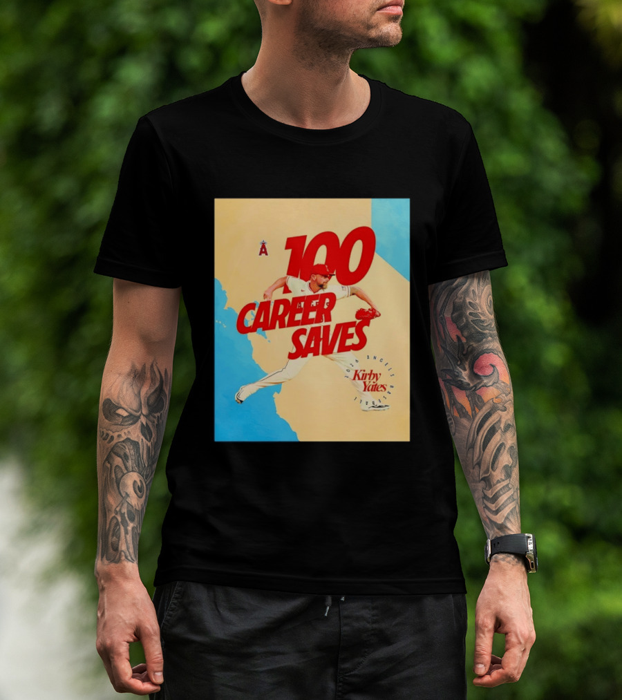 Los Angeles Angels Kirby Yates 100 Career Saves Milestone 2026 T-Shirt