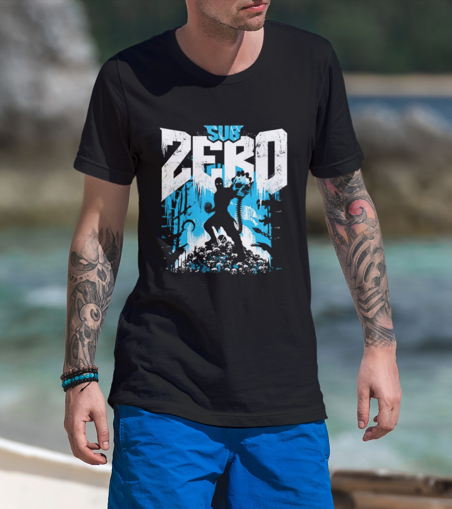 Mortal Kombat Sub Zero Ice Blue Silhouette And Freeze T-Shirt