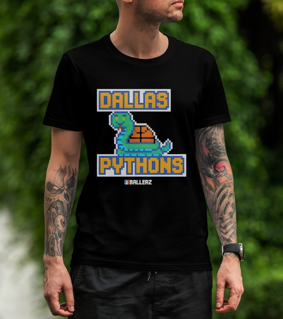 Dallas Pythons Ballerz Basketball Pixel Snake T-Shirt