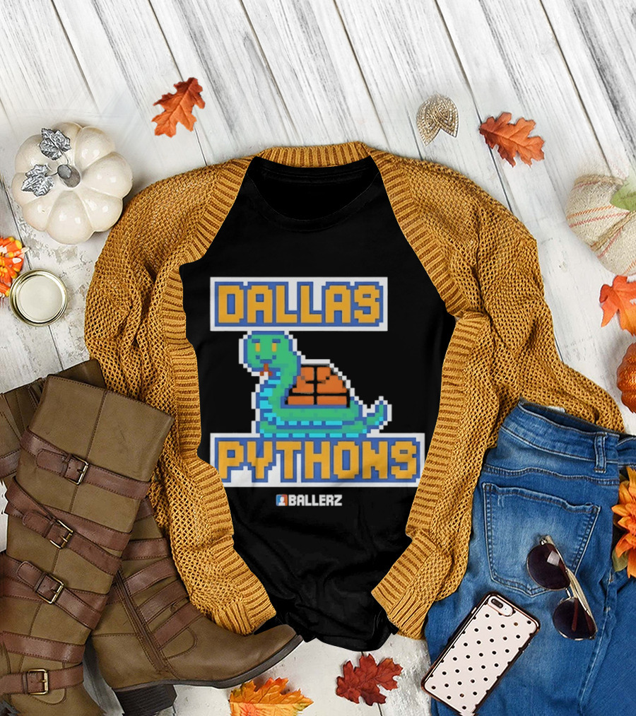 Dallas Pythons Ballerz Basketball Pixel Snake T-Shirt
