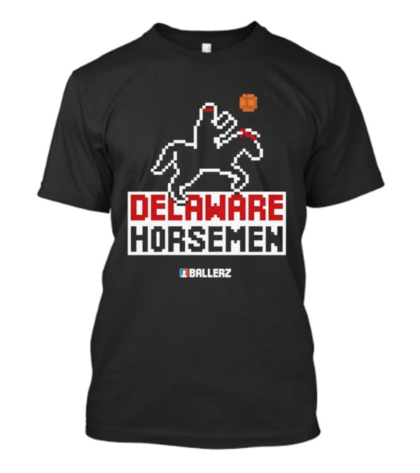 Delaware Horsemen Ballerz Pixel Art Style Basketball T-Shirt