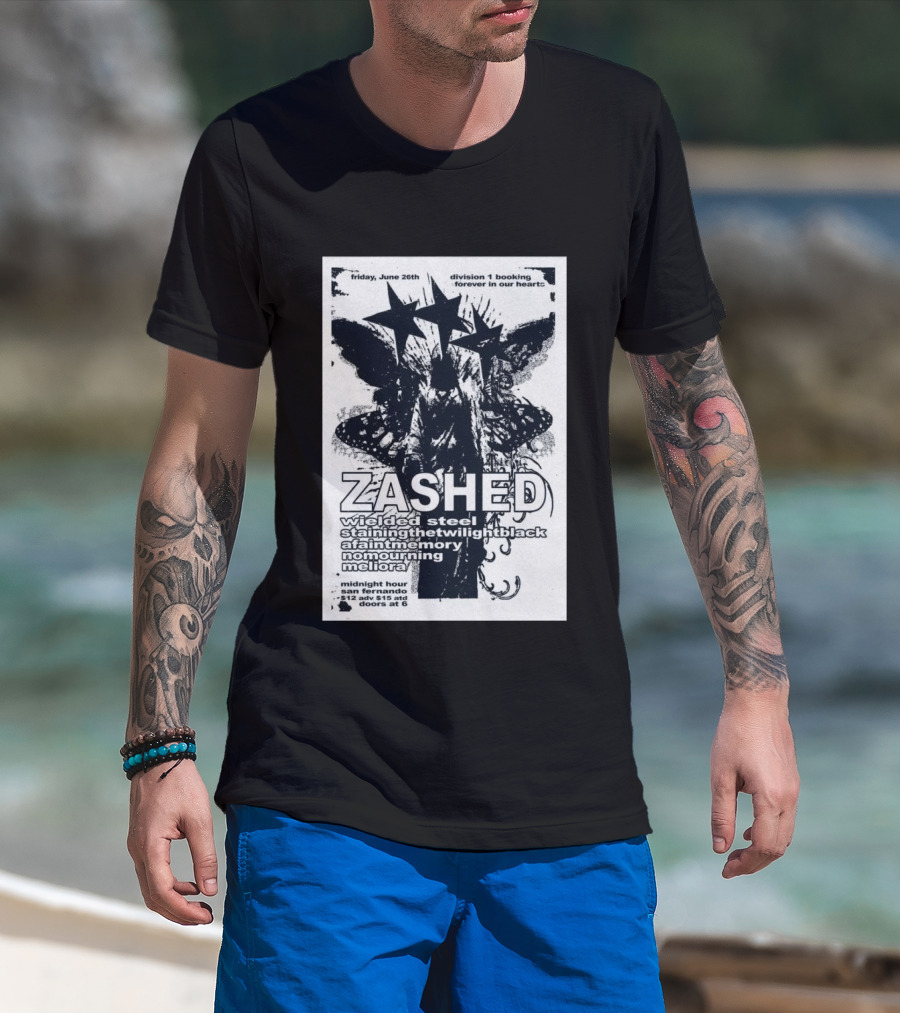 Friday June 26th San Fernando Midnight Hour Zashed Wielded Steel Stainingthetwilightblack A Faint Memory No Mourning Meliora T-Shirt