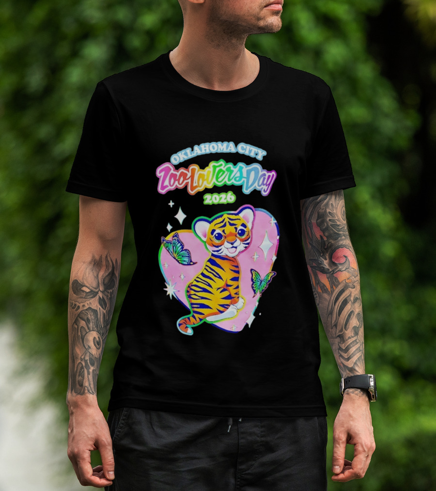 Oklahoma City Zoo Lovers Day 2026 Tiger And Butterflies Hearts T-Shirt