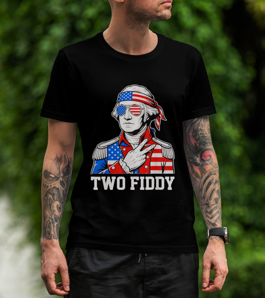 Two Fiddy George Washington American Flag 250th Anniversary T-Shirt