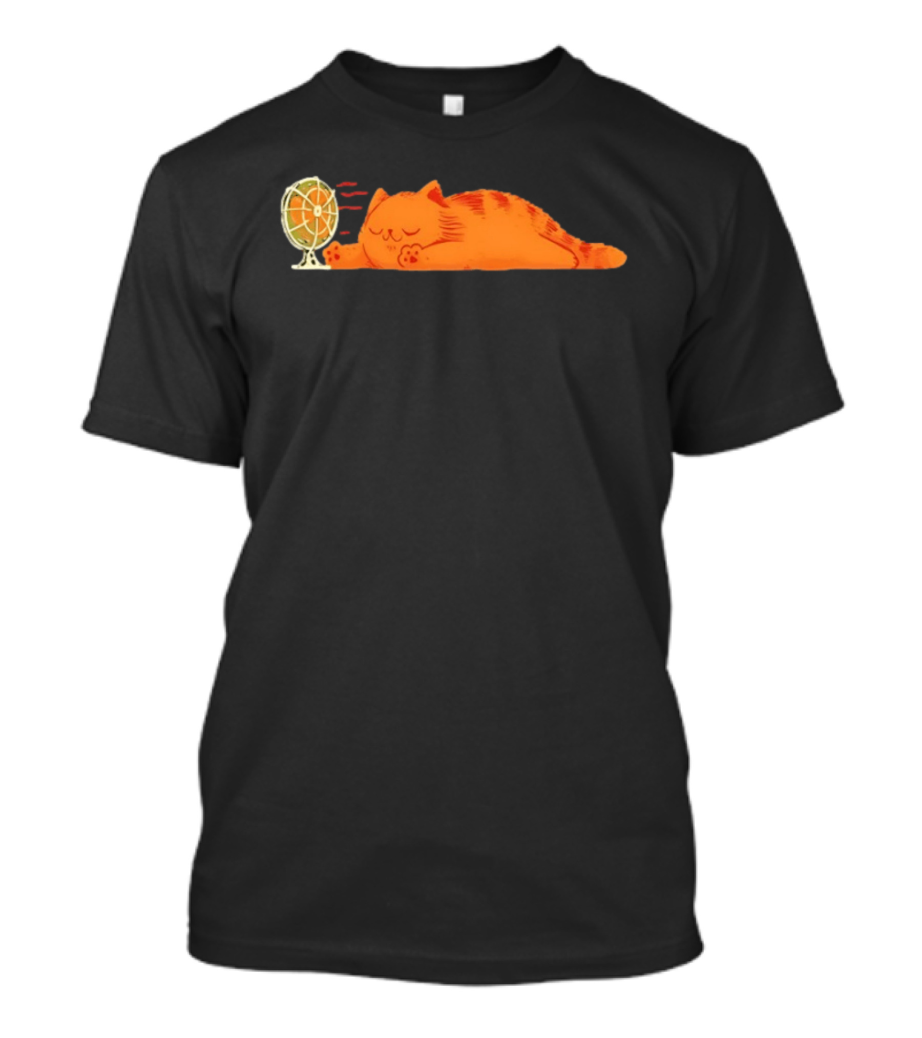 Orange Cat Relaxing In Front Of Fan Cool Breeze T-Shirt