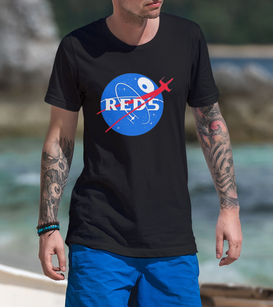 Red 5 NASA Space X Wing Mashup Astronaut Star T-Shirt