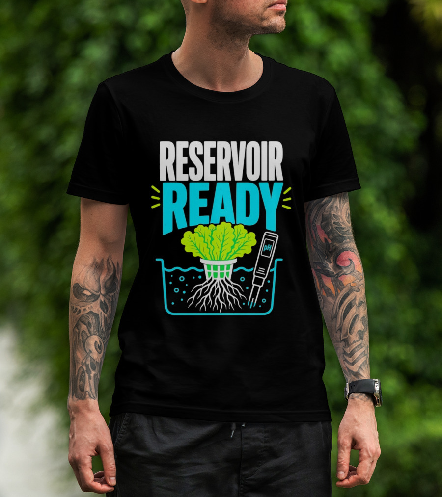 Reservoir Ready Hydroponic Lettuce Roots And Water PH Meter T-Shirt