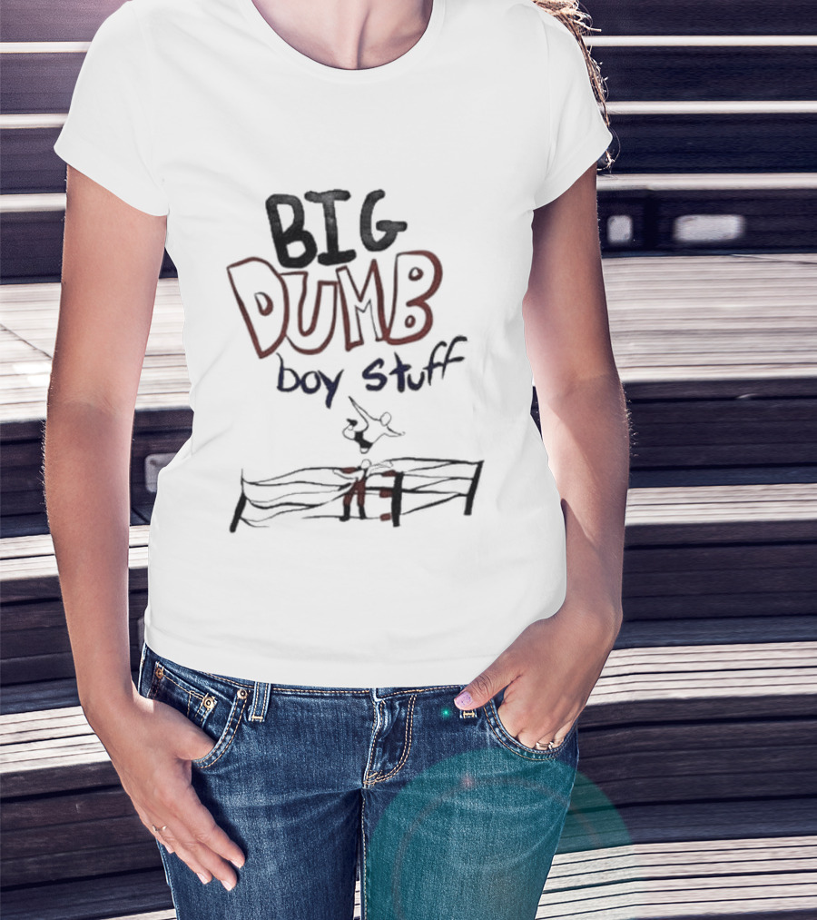 Big Dumb Boy Stuff Kid Drawing Style With Fence Sketch T-Shirt