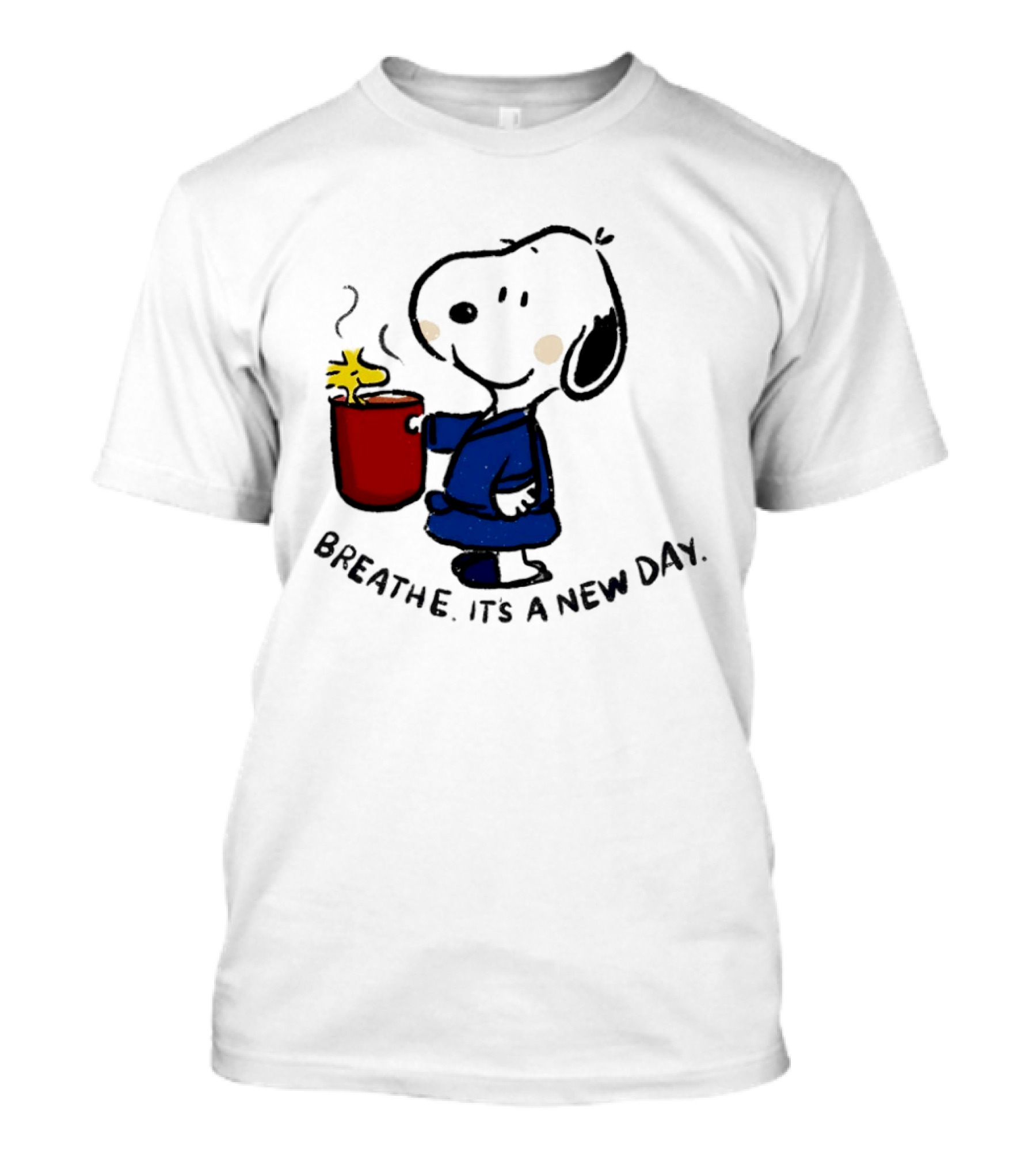Snoopy And Woodstock Breathe It's A New Day Coffee Relaxation T-Shirt