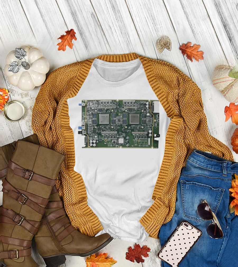 Tesla HW4 Brain Circuit Board Computer Chip Technology T-Shirt
