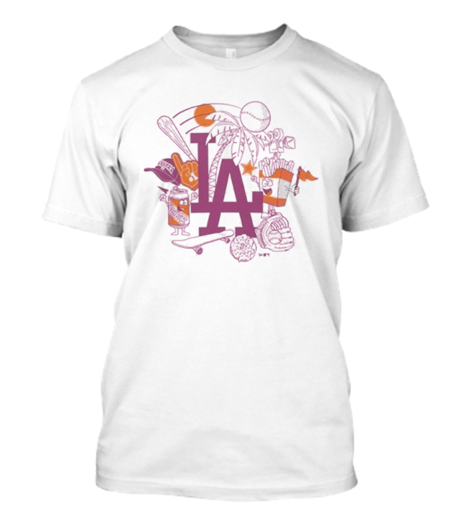 Neweracap Los Angeles Dodgers MLB Foam Finger Baseball Bat Palm Trees T-Shirt