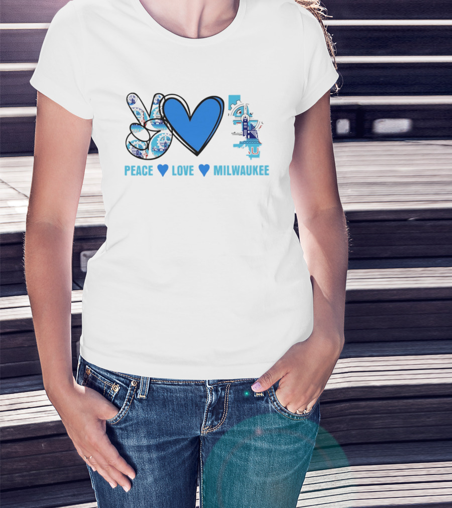 Peace Love Milwaukee Wisconsin City Pride Travel T-Shirt