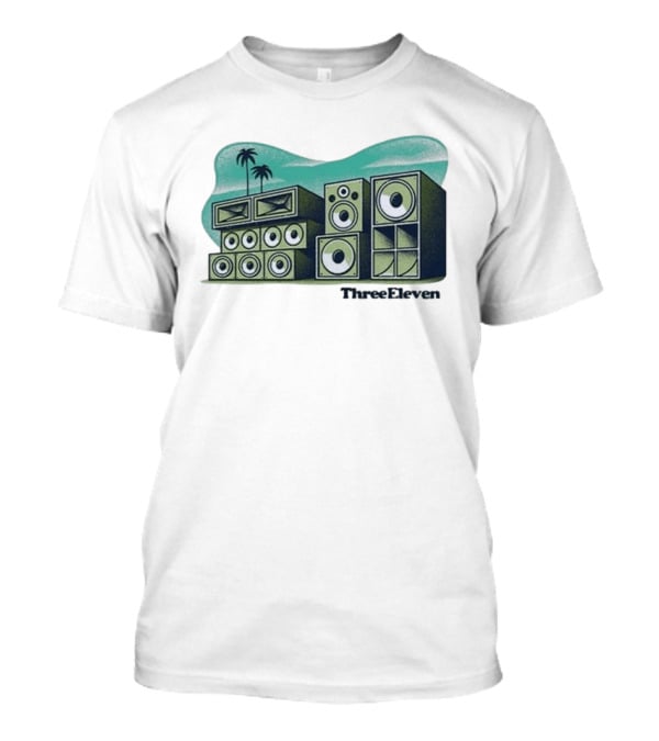 Three Eleven Soundsystem Beach Palm Trees Speaker Stacks T-Shirt