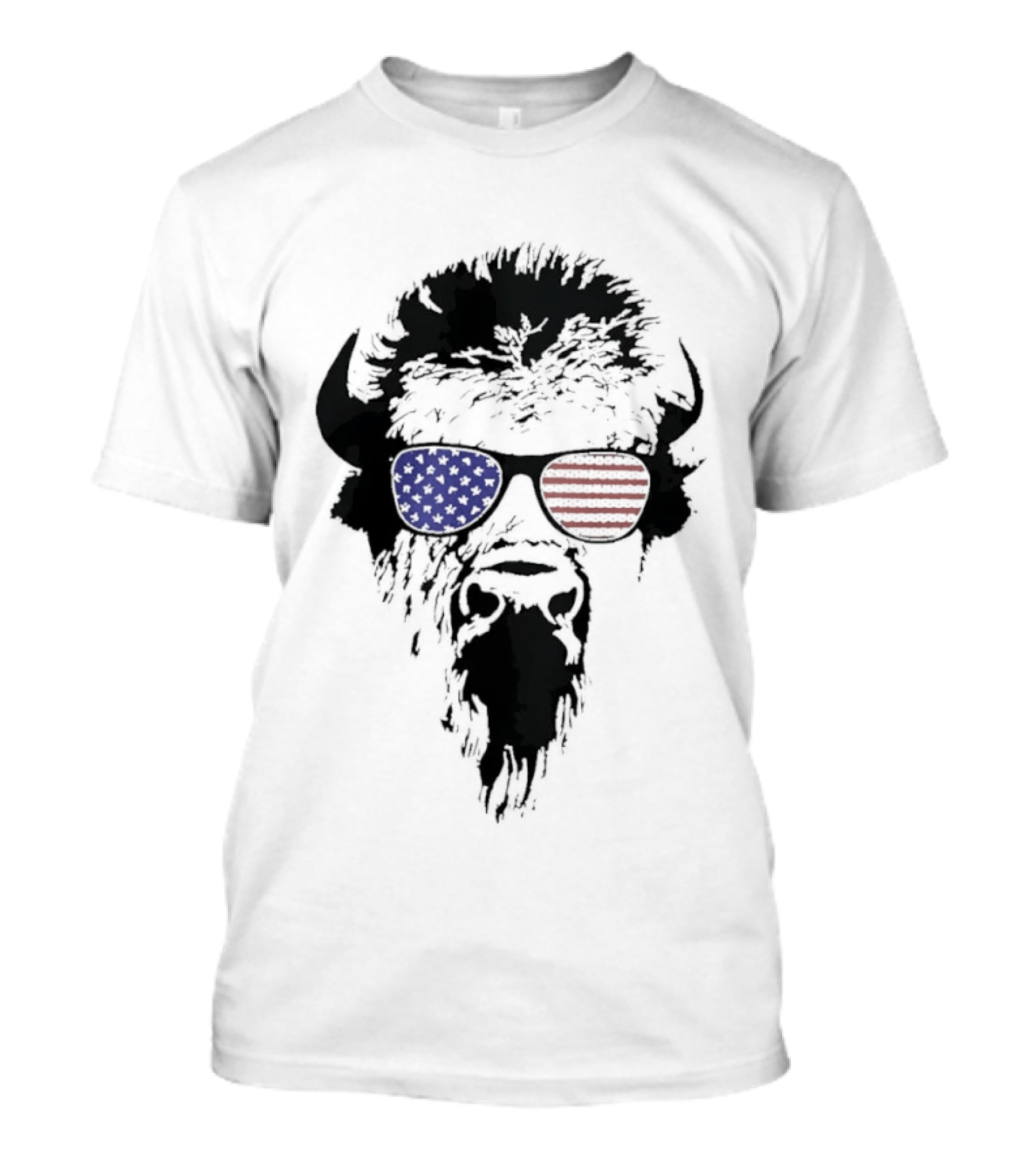 American Buffalo Patriotic Sunglasses Flag T-Shirt