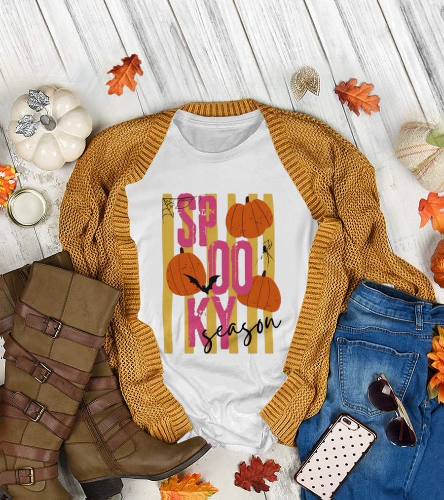 Spooky Season Pumpkins Bats Spiders Halloween 2026 T-Shirt
