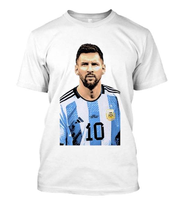 Lionel Messi Argentina 10 AFA Blue White Stripes Football Star T-Shirt