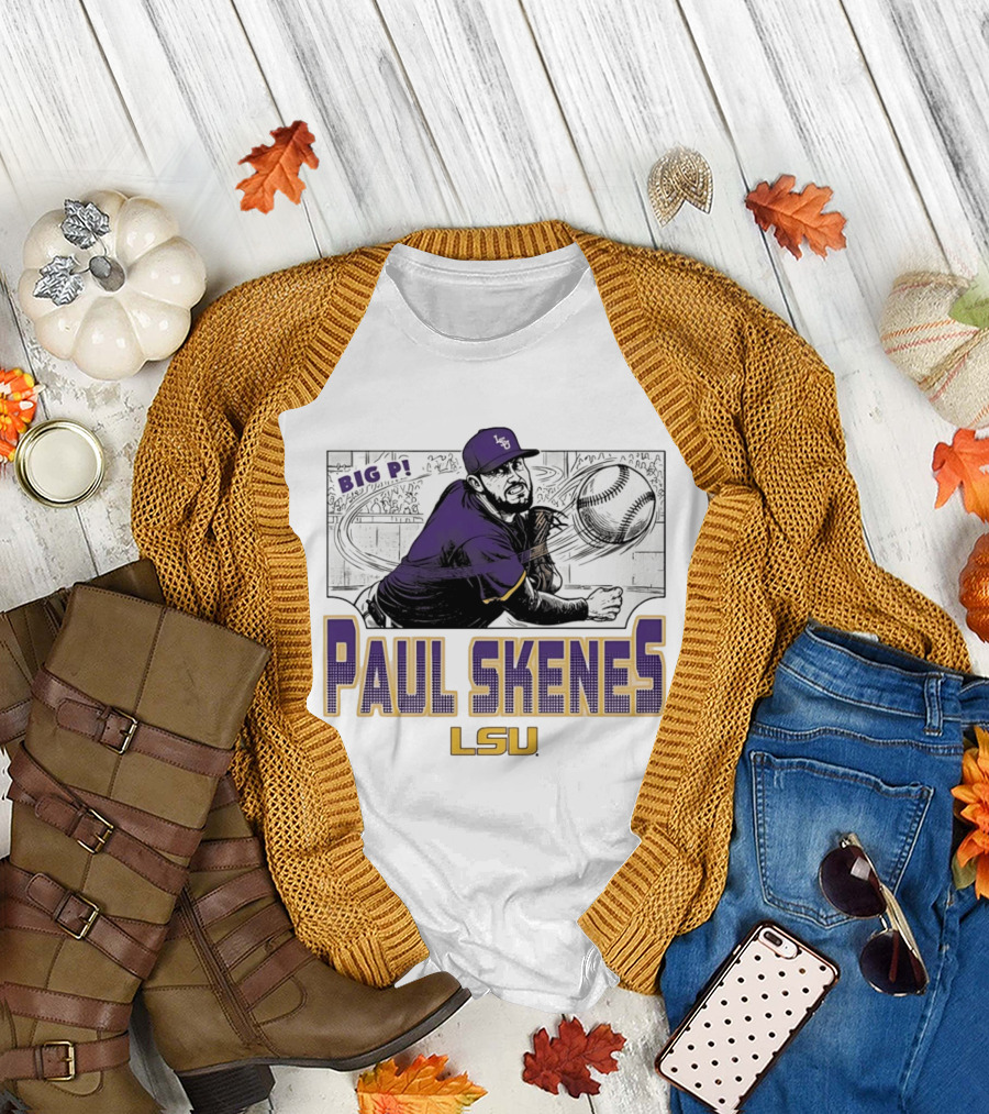 LSU Tigers Paul Skenes Big P Baseball Comic T-Shirt