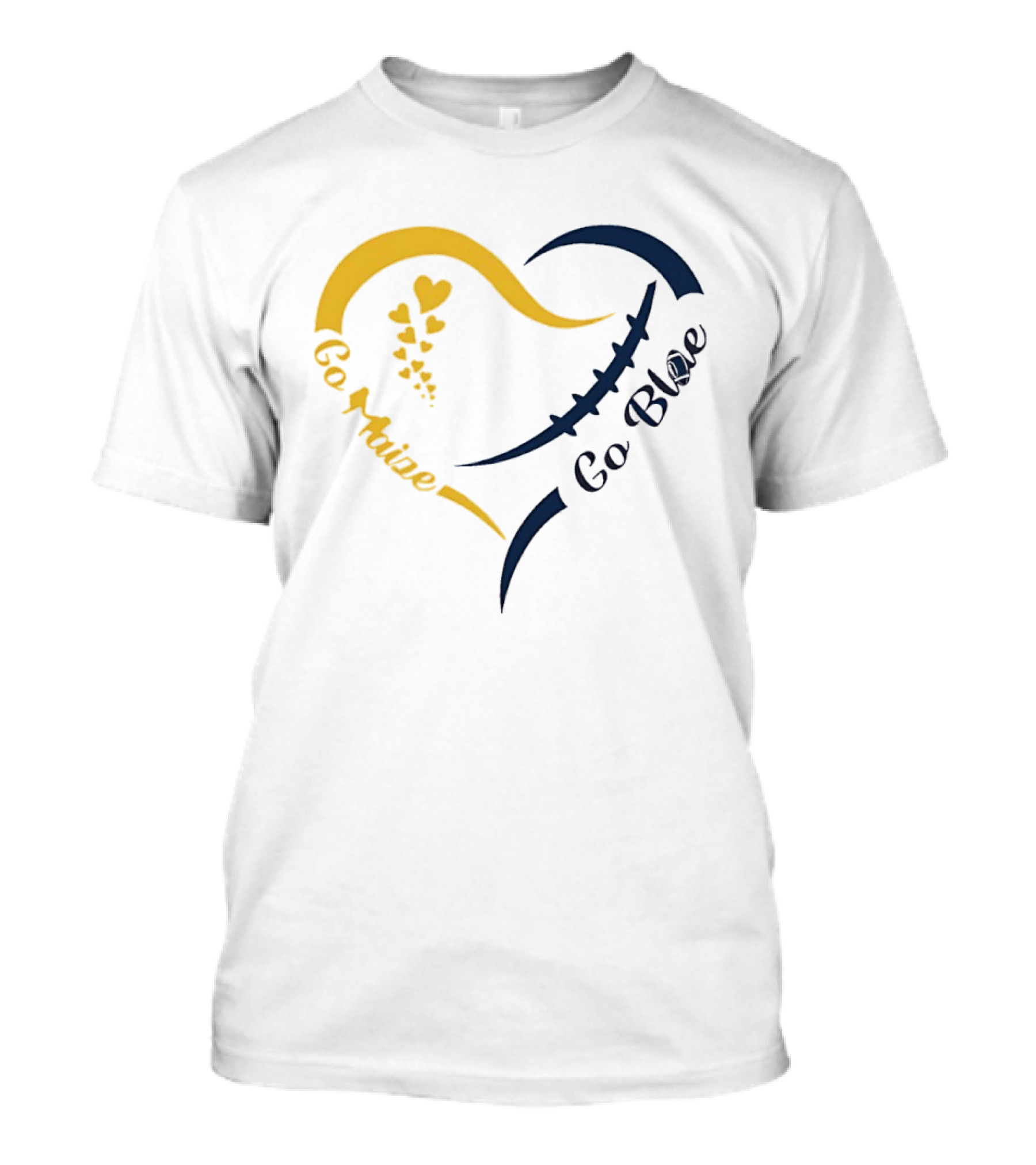 Michigan Wolverines Heart Go Maize Go Blue Football T-Shirt