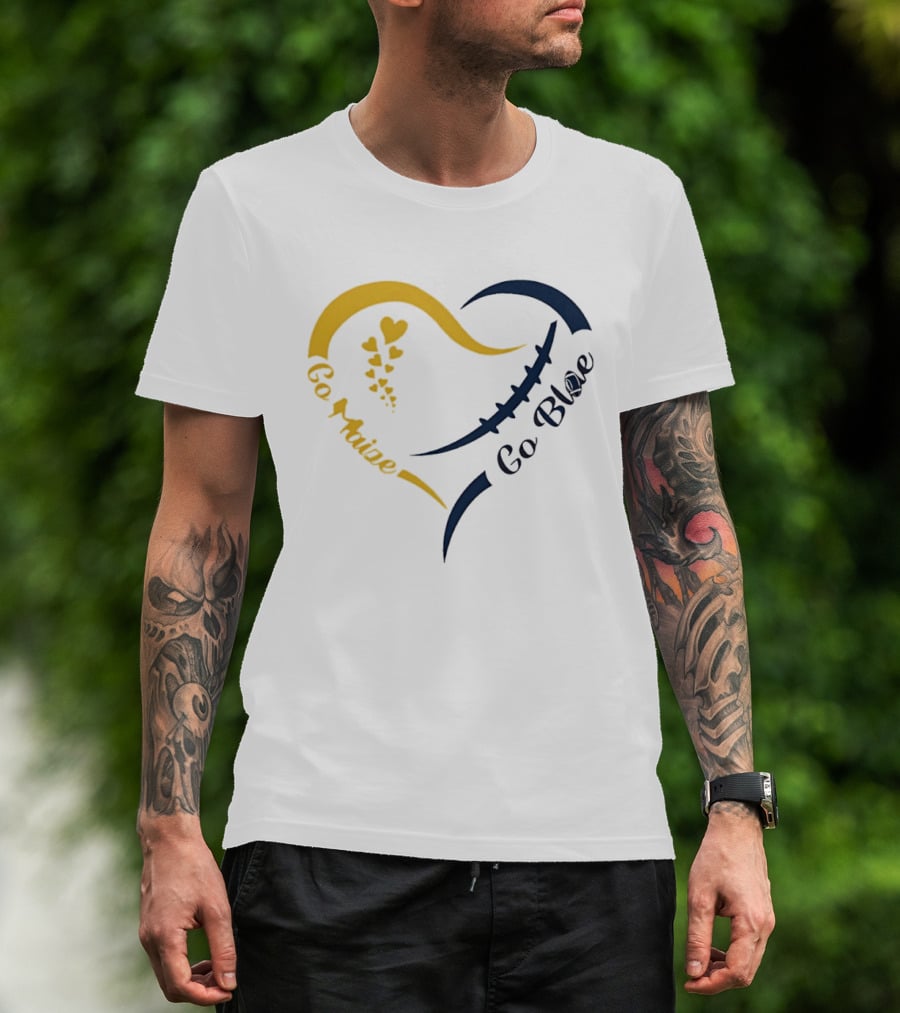 Michigan Wolverines Heart Go Maize Go Blue Football T-Shirt