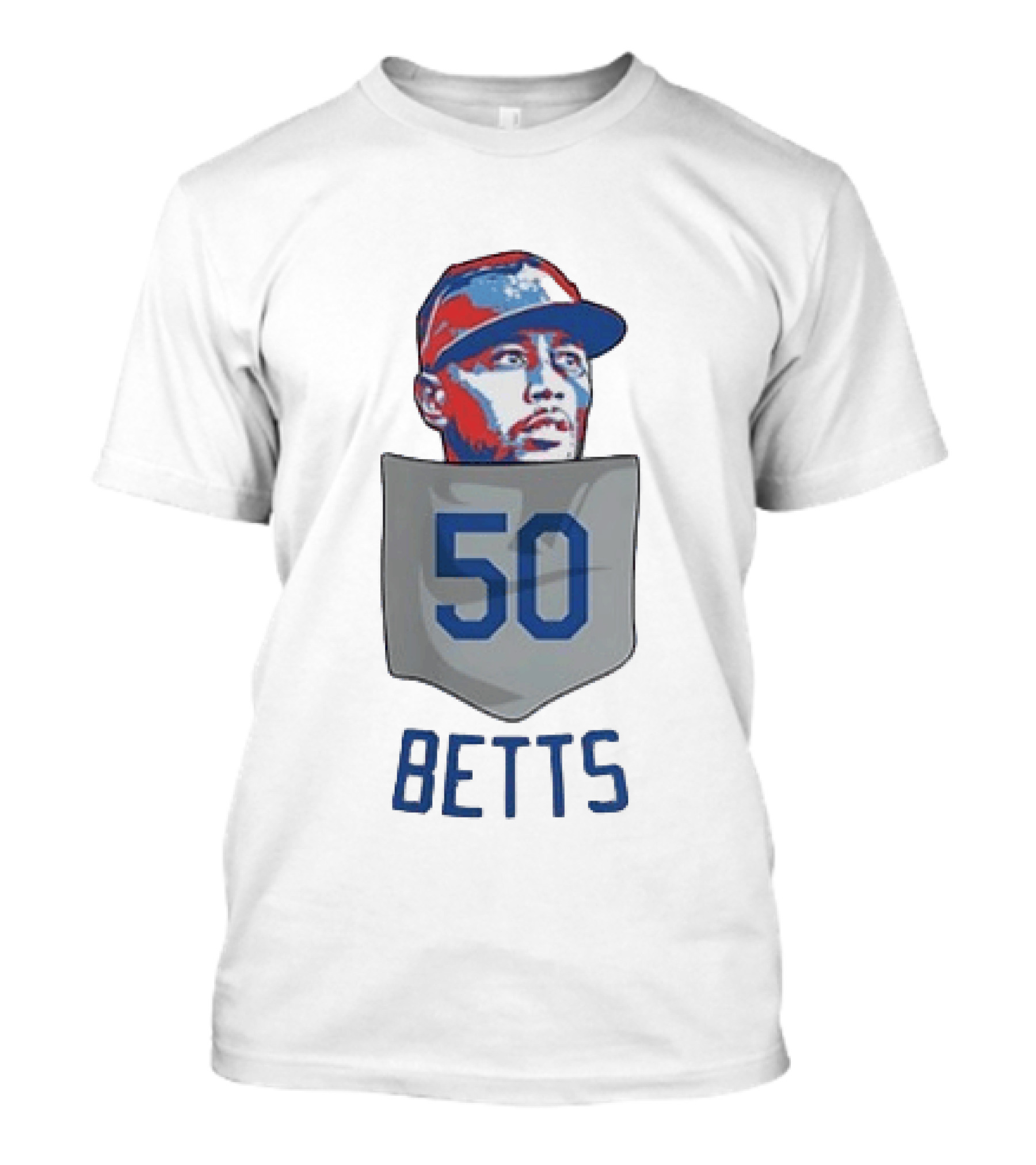 Mookie Betts 50 Los Angeles Dodgers Baseball MLB Pocket T-Shirt