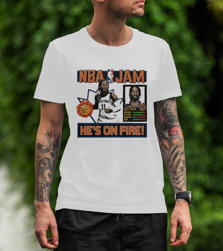 NBA Jam Jalen Brunson New York Knicks He's On Fire T-Shirt