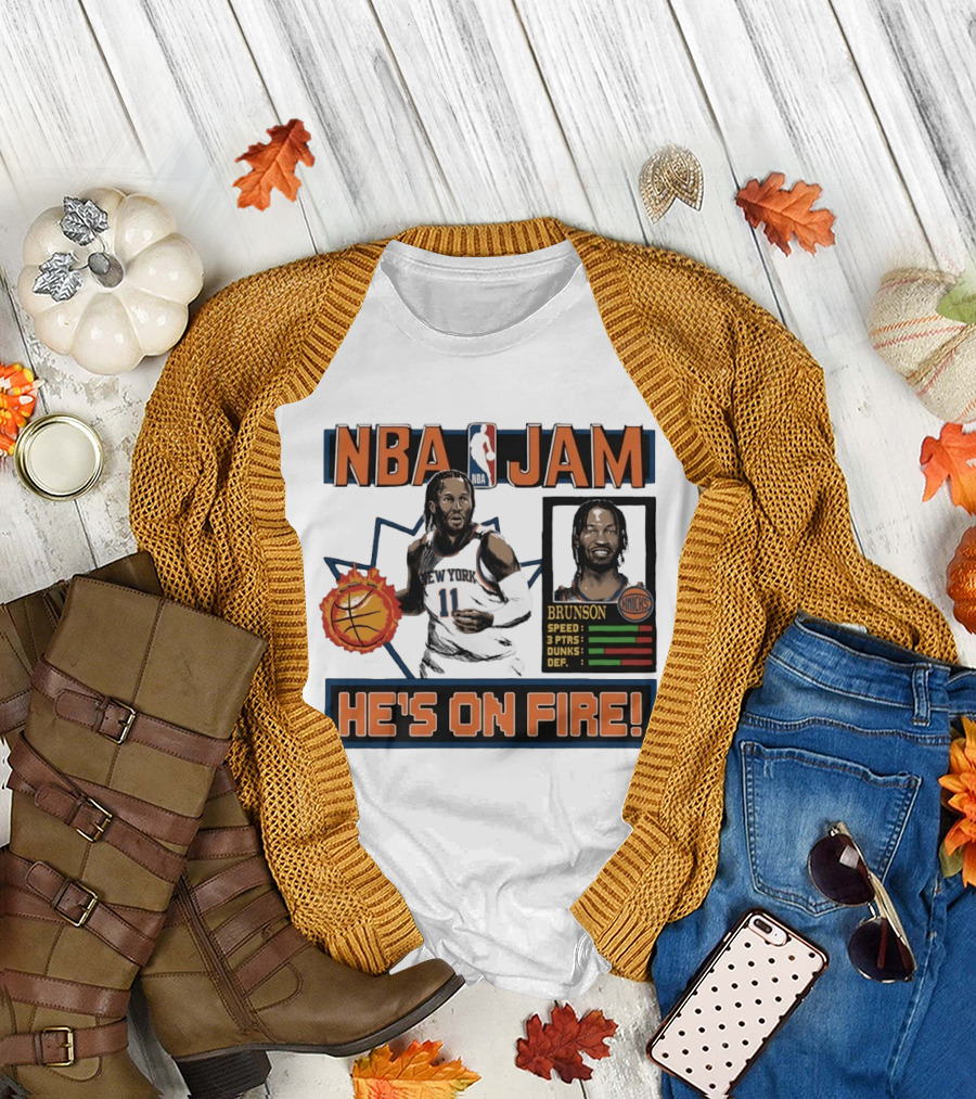 NBA Jam Jalen Brunson New York Knicks He's On Fire T-Shirt