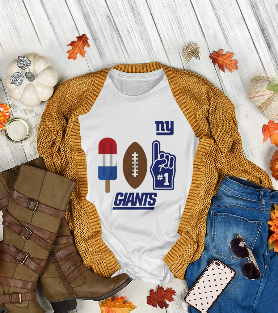 New York Giants Popsicle Football Foam Finger #1 Americana Pop 2026 Season T-Shirt