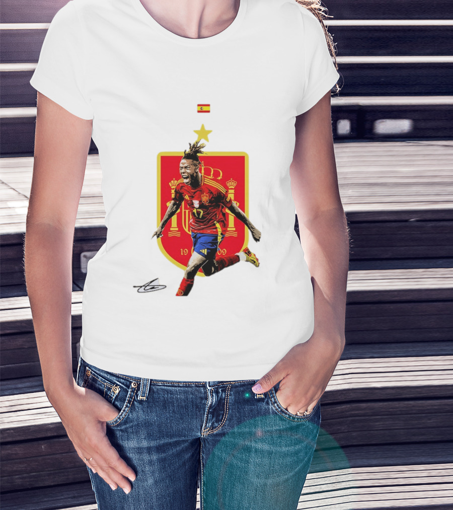 Nico Williams España Número 19 Escudo De La Selección Española Flag T-Shirt