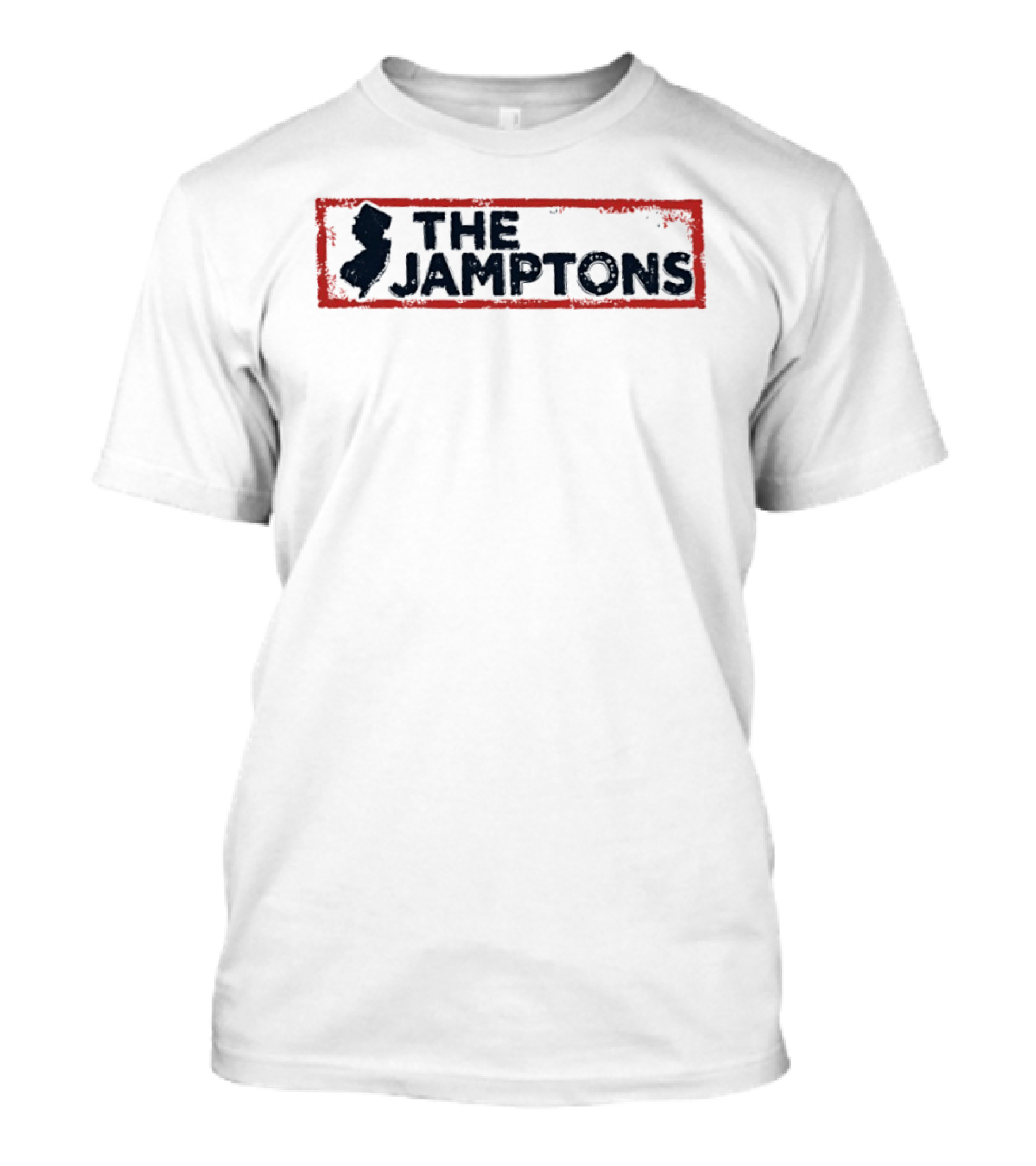 The Jamptons New Jersey Iconic State Outline Red Border T-Shirt