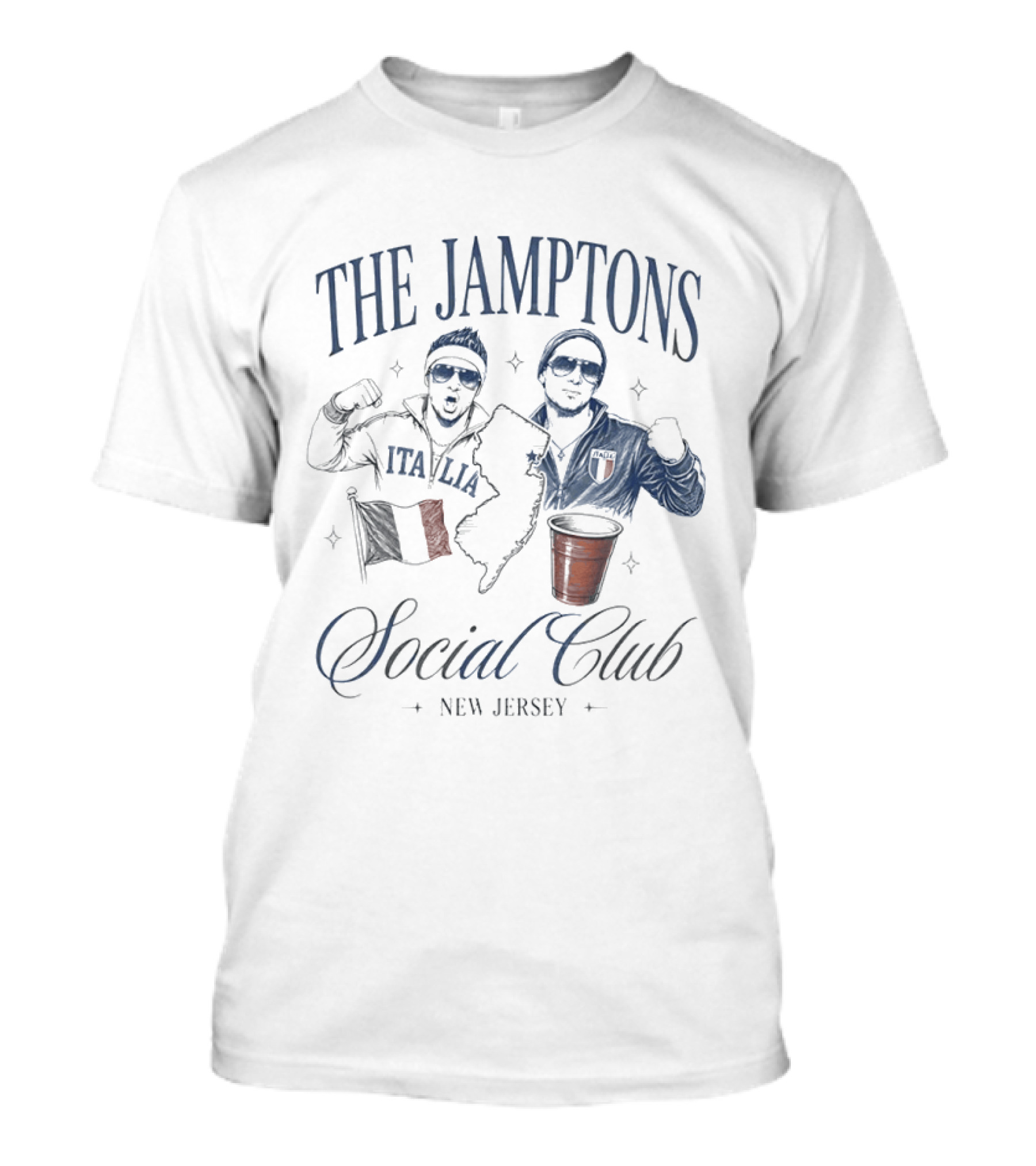 The Jamptons Social Club New Jersey Italian American Flag And Red Cup T-Shirt