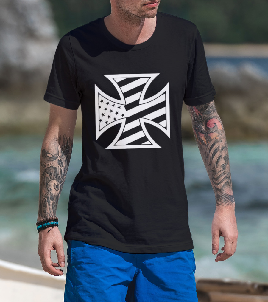 American Flag Iron Cross Stars And Stripes T-Shirt