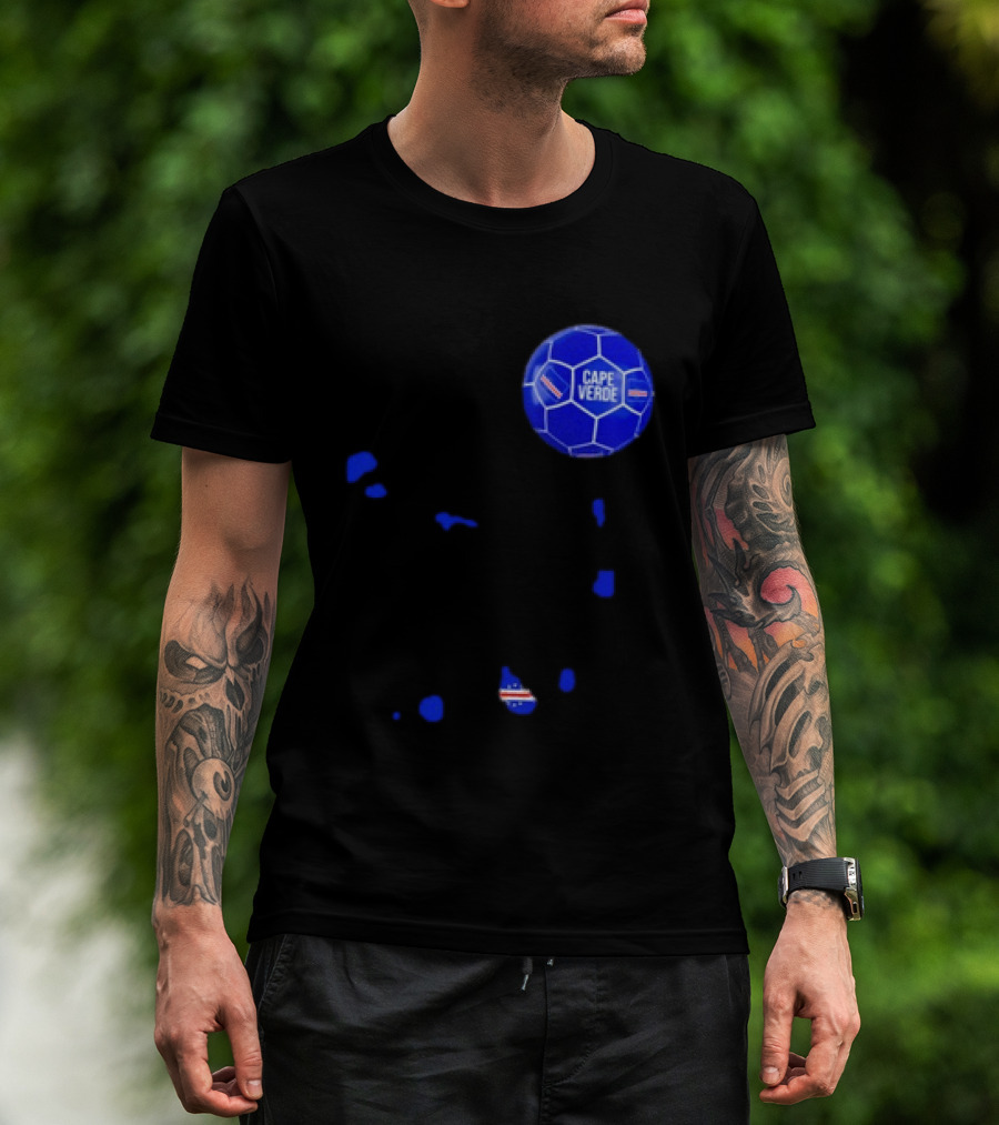 Cape Verde Soccer Pride Blue Football Map T-Shirt