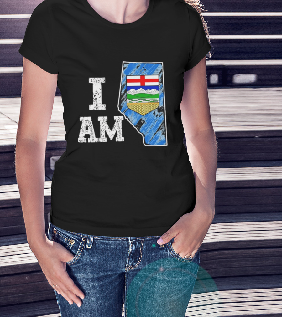I Am Alberta Canada Province Emblem And Flag Pride T-Shirt