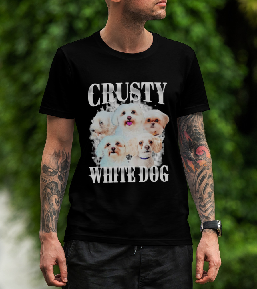 Crusty White Dog Collage 90s Bootleg Vintage Style Nostalgia T-Shirt