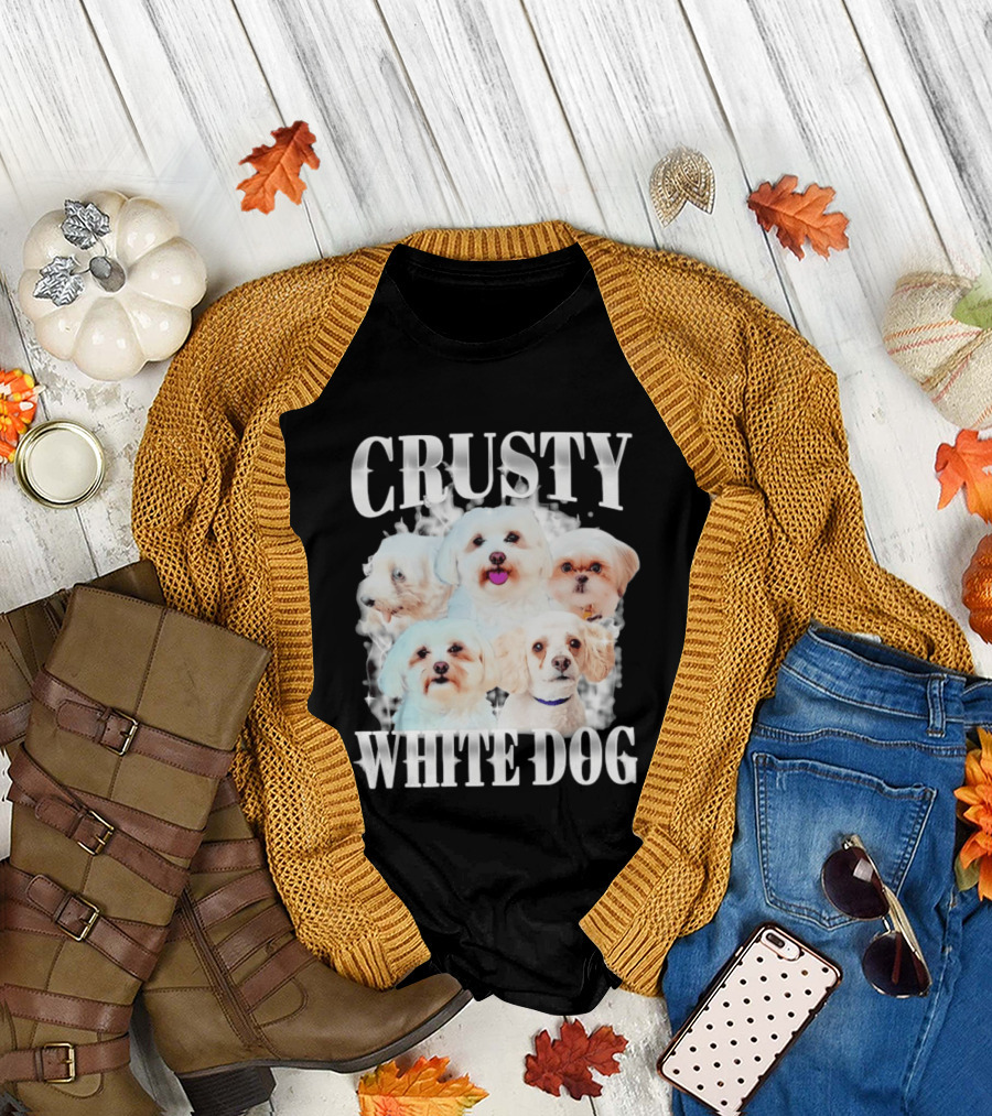 Crusty White Dog Collage 90s Bootleg Vintage Style Nostalgia T-Shirt