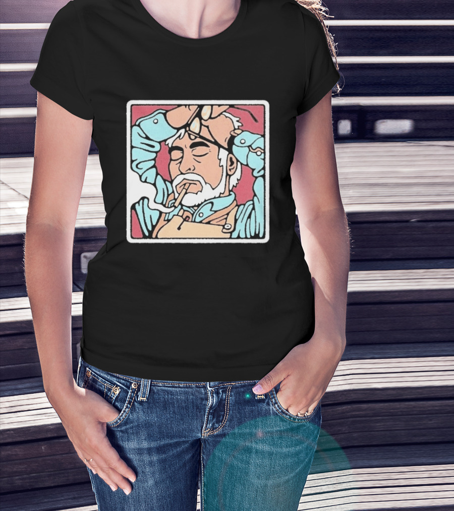 Drew Wise Tired Relaxed Bearded Figure With Pipe And Eyeglasses Japanese Ukiyo E T-Shirt
