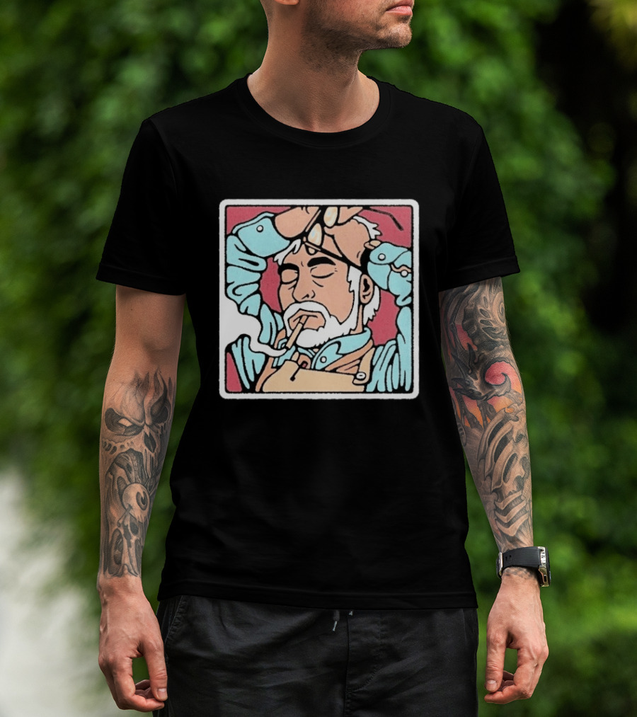 Drew Wise Tired Relaxed Bearded Figure With Pipe And Eyeglasses Japanese Ukiyo E T-Shirt
