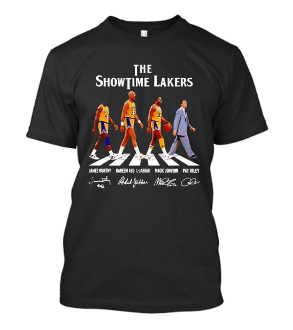 The Showtime Lakers James Worthy Kareem Abdul Jabbar Magic Johnson Pat Riley Abbey Road T-Shirt