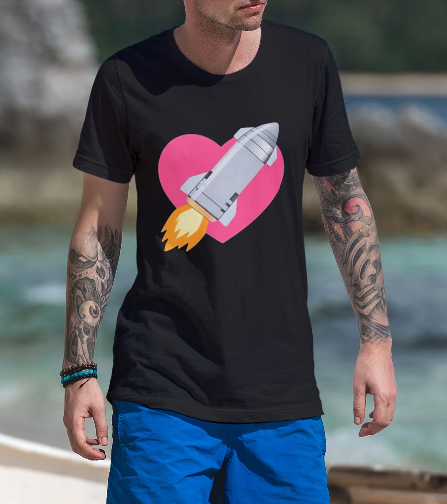 Merger Rocket Heart Space Love Launch T-Shirt