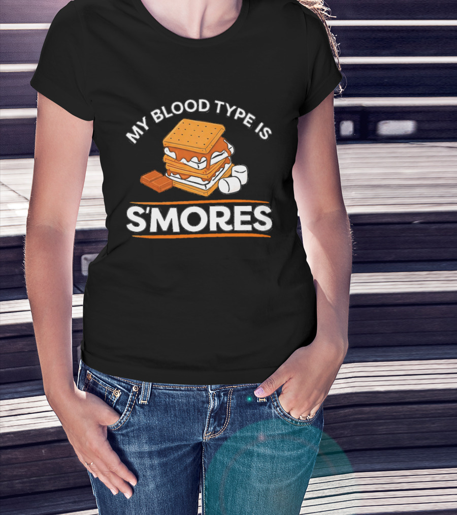 My Blood Type Is S'mores Marshmallow Camping Snack T-Shirt