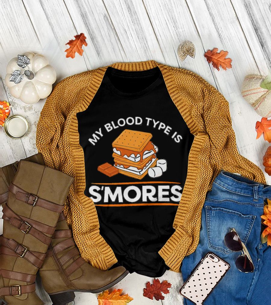 My Blood Type Is S'mores Marshmallow Camping Snack T-Shirt